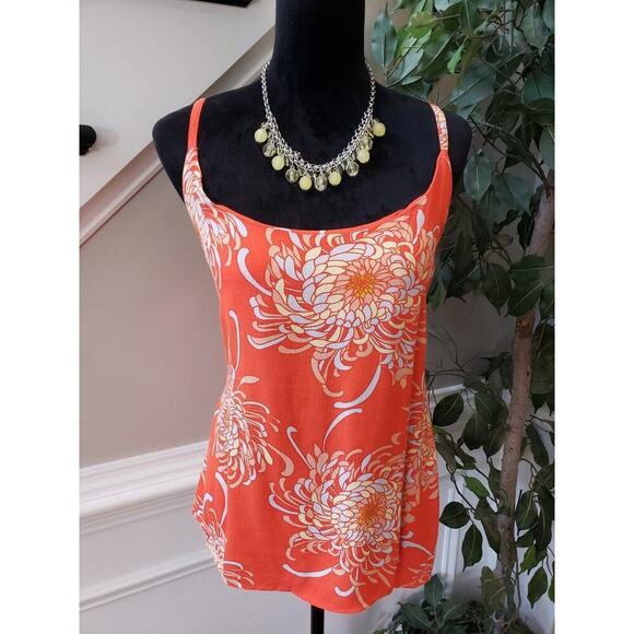 CAbi Tops - CAbi Women's Orange Floral 100% Rayon Scoop Neck Sleeveless Camisole Top Tank L